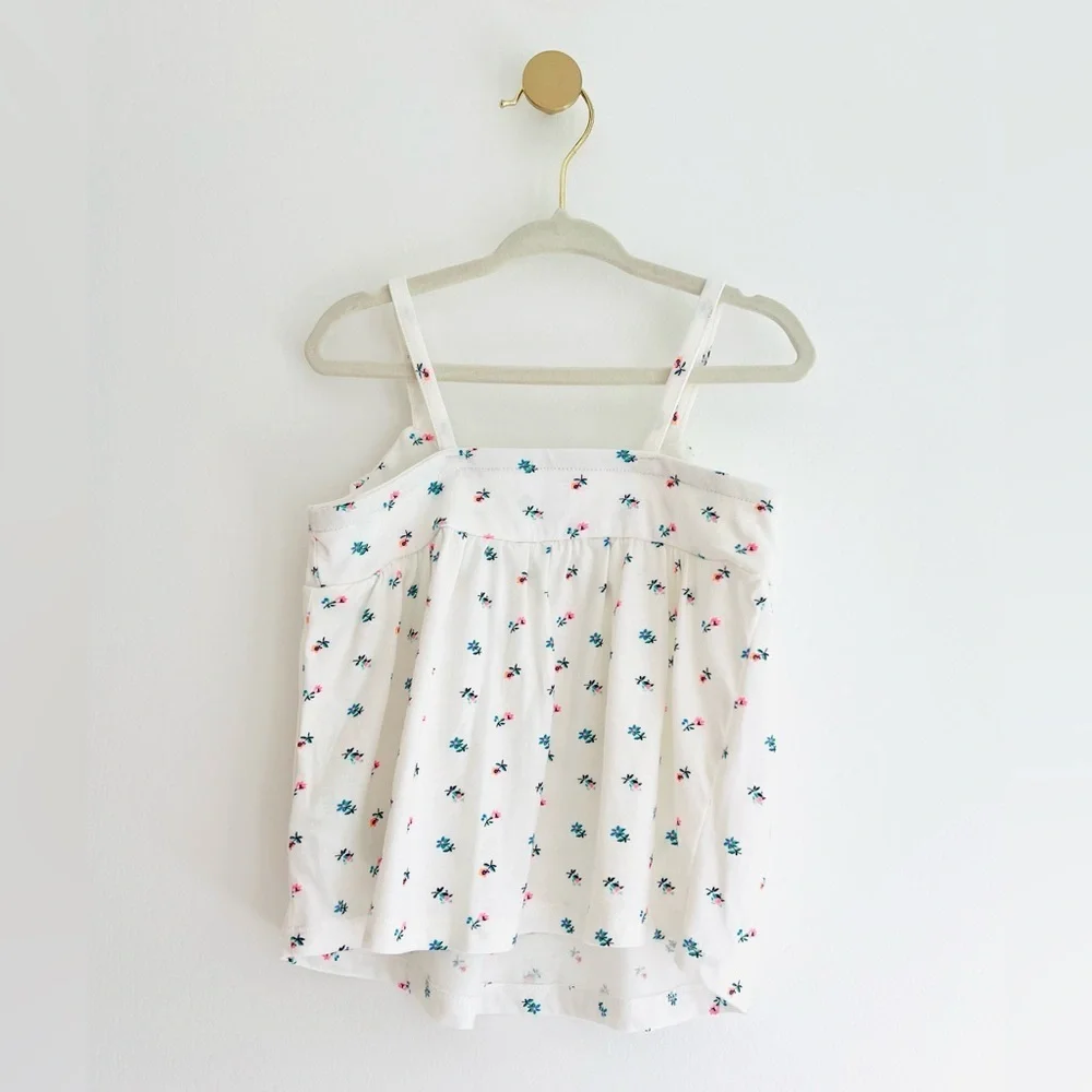 GAP White Floral Print Spaghetti Strap Top with Ruffle Girls 2T - SO Pretty